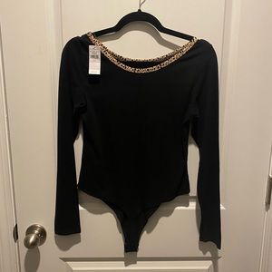 NWT AE Bodysuit with Leopard Trim Size L